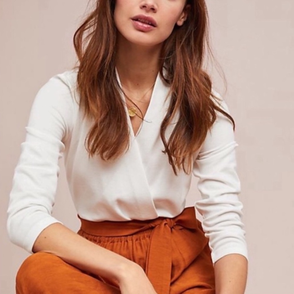 Anthropologie Maeve Curran LongSleeve Wrap Top Size XS